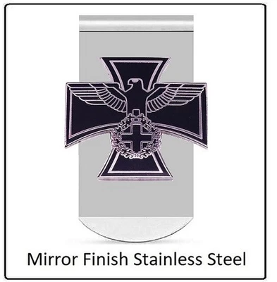 GERMAN EAGLE Money Clip - ww2 reich iron cross emblem biker - mirror stainless