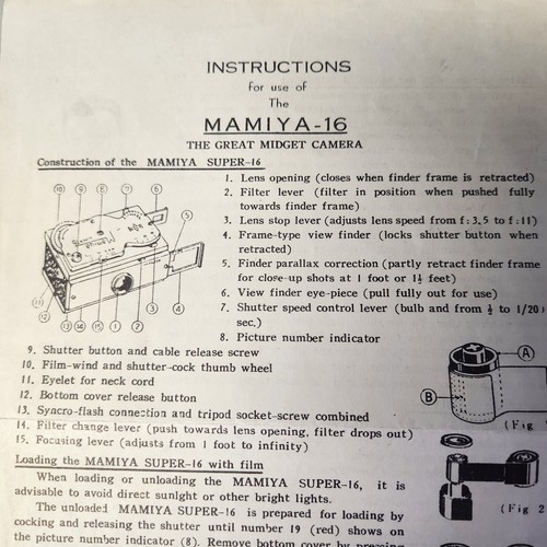 Tower 16 / Mamiya 16 Mini Camera - MINT! Plus Mamiya Brochures from 1959 - Picture 21 of 22