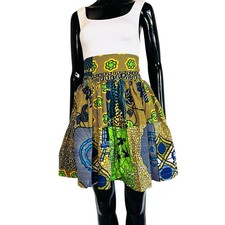 African Print Women Flowing Multicolor Short Skirt