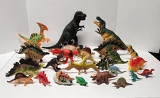 Vintage Lot of 24 TOY DINOSAURS - China, Jurassic Park, Imperial, Dolgen, Jaru
