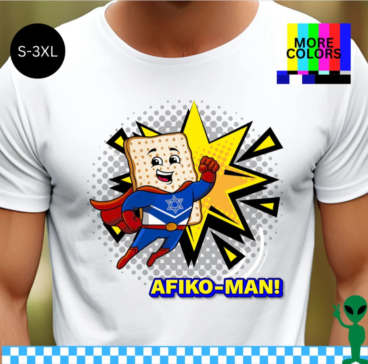 Funny Passover Shirt Afikomen Afiko-Man! S-3XL Unisex Short-Sleeve