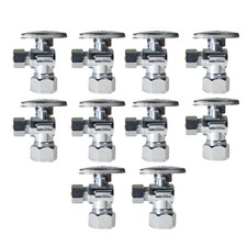 10 Pack XFITTING 5/8" x 3/8" OD Compression Angle Stop Valve, 1/4 Turn,Lead Free