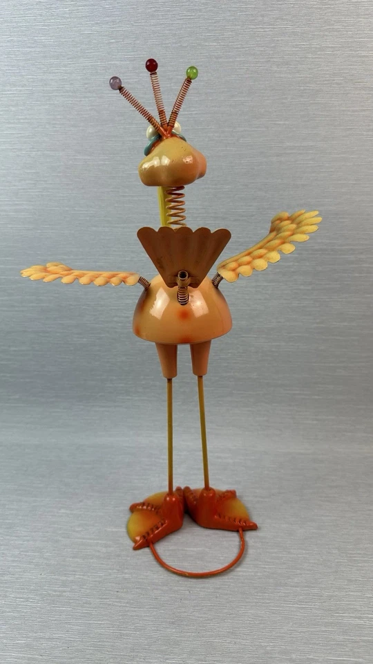 Exhart Geeky Beeks 鸟橙色金属 15 英寸花园庭院弹簧运动摇头装饰 — 第 4/4 张图片