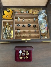 Vintage Gentlemen's Tie Tacks Pins Cufflinks Misc. Items Lot With Box