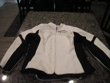 Women's Leather Motorsports Jacket ICON OVERLORD White with Black Accent Size XL