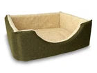 Haven Square Fleece Lined Luxury Dog Bed 5 Sizes in Orkney Woodland Green