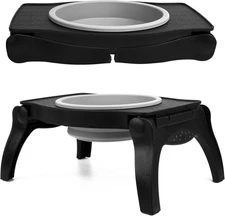 Elevated Dog Bowl - Single Raised Collapsible  Bowl Holds 80oz/12cups /Water