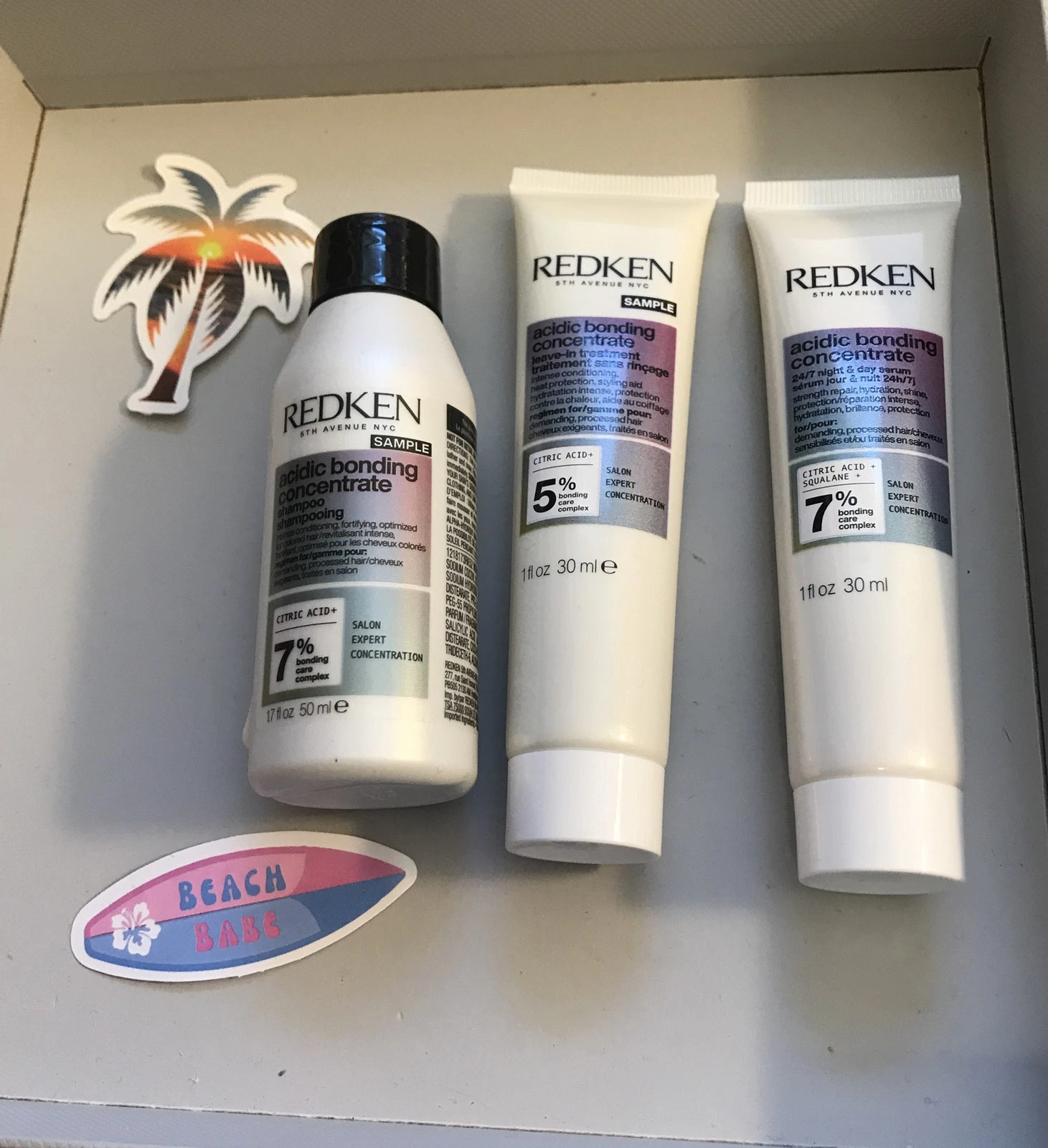 REDKEN ACIDIC BONDING Set Shampoo,leave In Treatment And Serum 30ml Each Travel