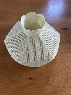 Vintage Gilbert Creation Softlite Green Table Lamp Bamboo Beehive Shade