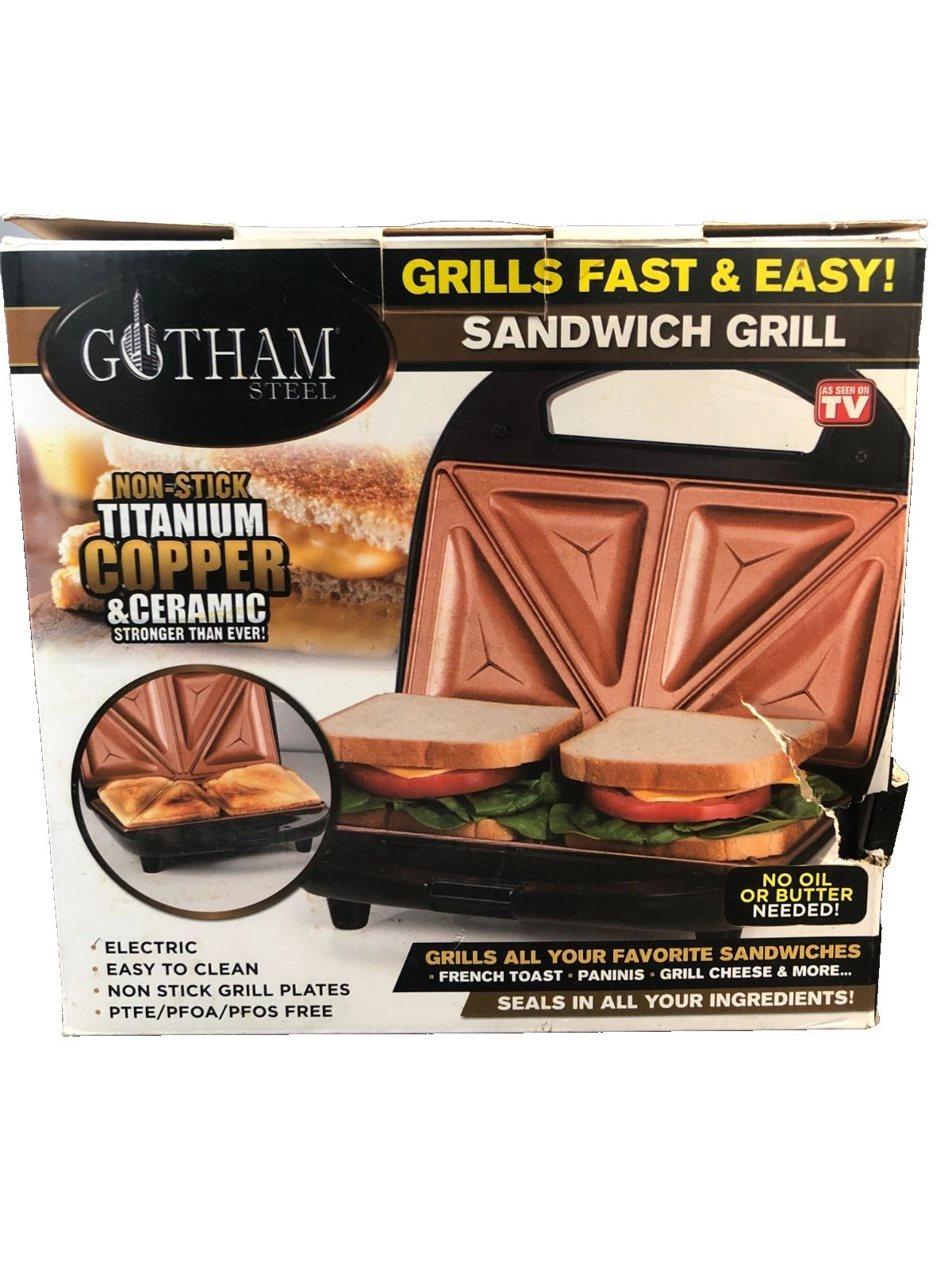 Gotham Steel Nonstick Panini Press Sandwich Maker, 2In1 Breakfast Sandwich Maker
Opens in a new wind