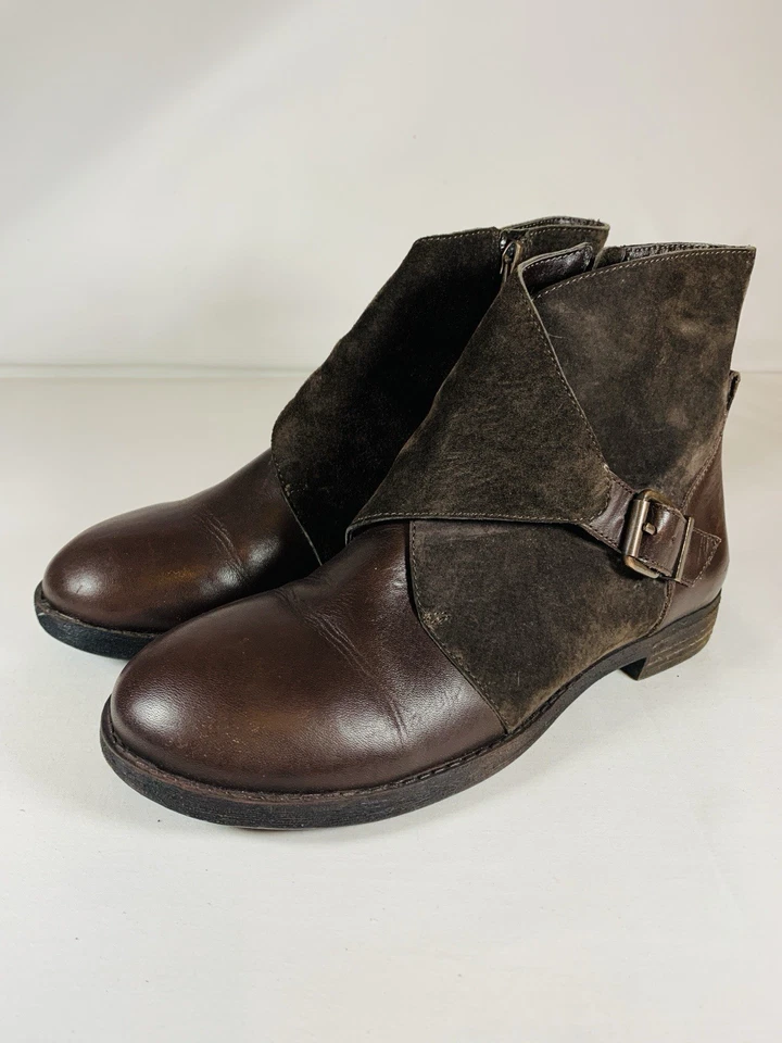 BCBGeneration Leather & Suede Ankle Boots Size UK 7.5 w/ Buckle & Zip - Image 2 of 4