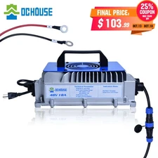 DC HOUSE 48V 18A LiFePO4 Lithium Battery Charger for Golf carts Quick Charge