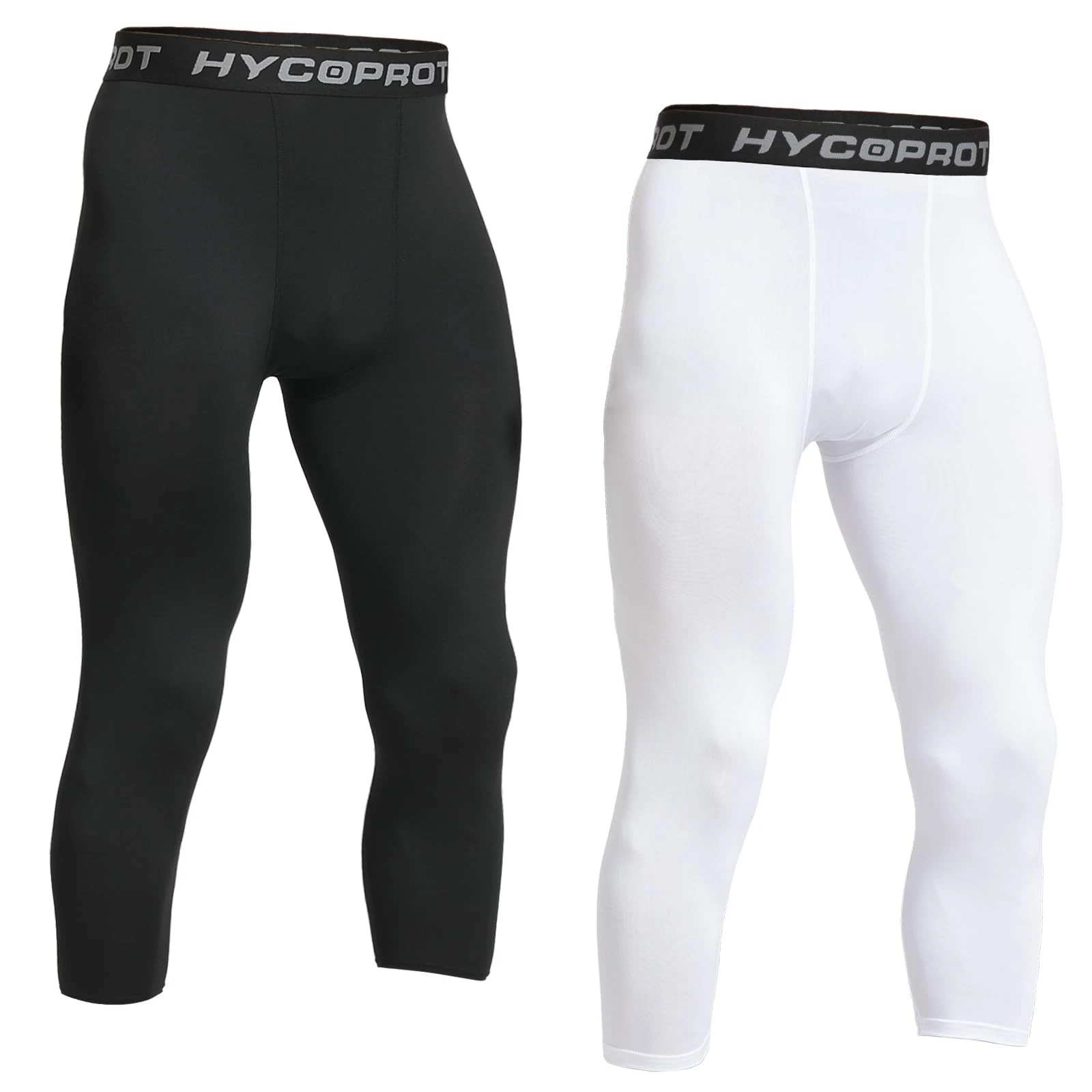 2 Pack Men's 3/4 Compression Pants Cool Dry Workout Athletic Running Tights C...