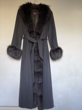 New Hockley Wool/cashmere 50/50 % Real  Fox Fur  Long Coat  Size L