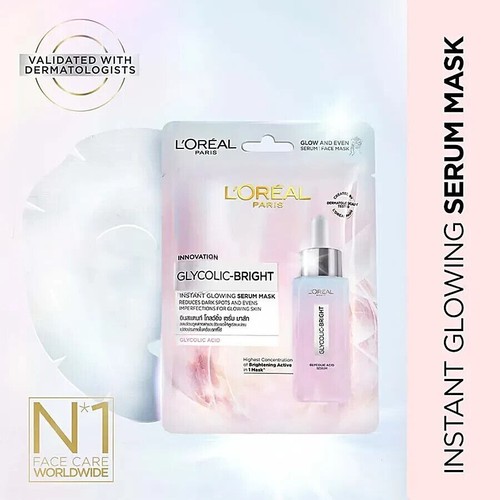 Loreal Paris Glycolic Bright Instant Glowing Serum Sheet Mask, 22 g - Picture 3 of 5