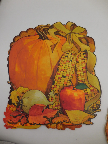 3 Vintage Hallmark Cardboard Die Cut Decor Thanksgiving Fall Harvest Turkey - Picture 4 of 5