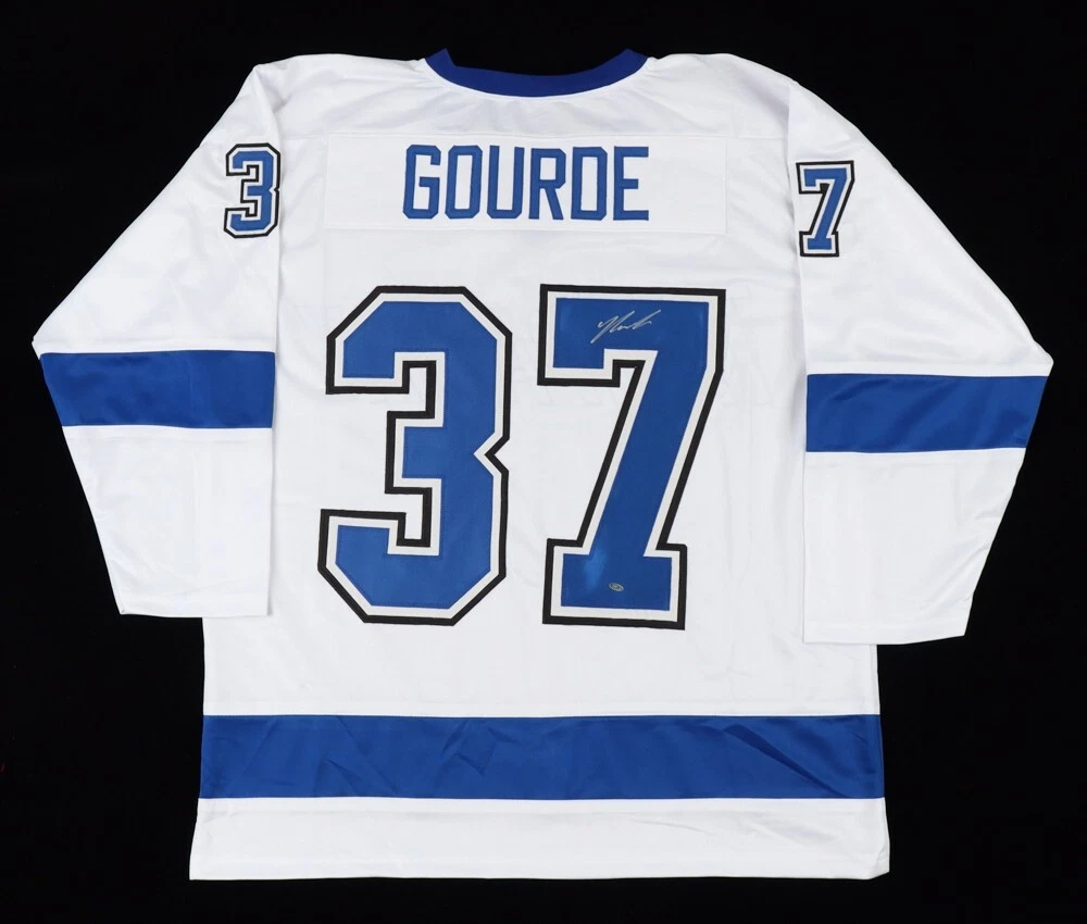 Adidas Tampa Bay Lightning No37 Yanni Gourde White Road Authentic Stitched Youth NHL Jersey