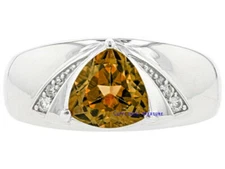 Natural Citrine & CZ Gemstones with 925 Sterling Silver Ring For Men's #444