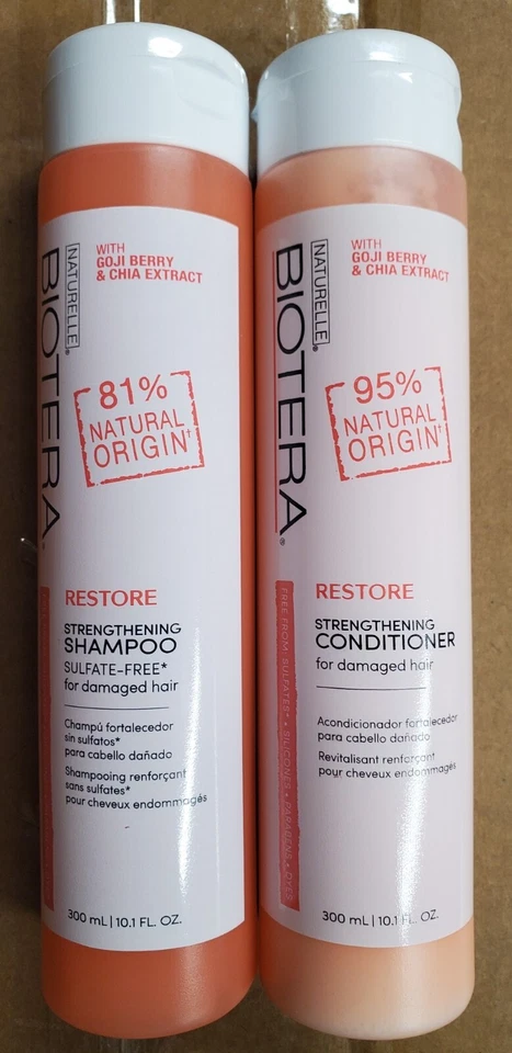 Biotera Restore Strengthening Shampoo & Conditioner Set - Paraben Free - 10.1oz