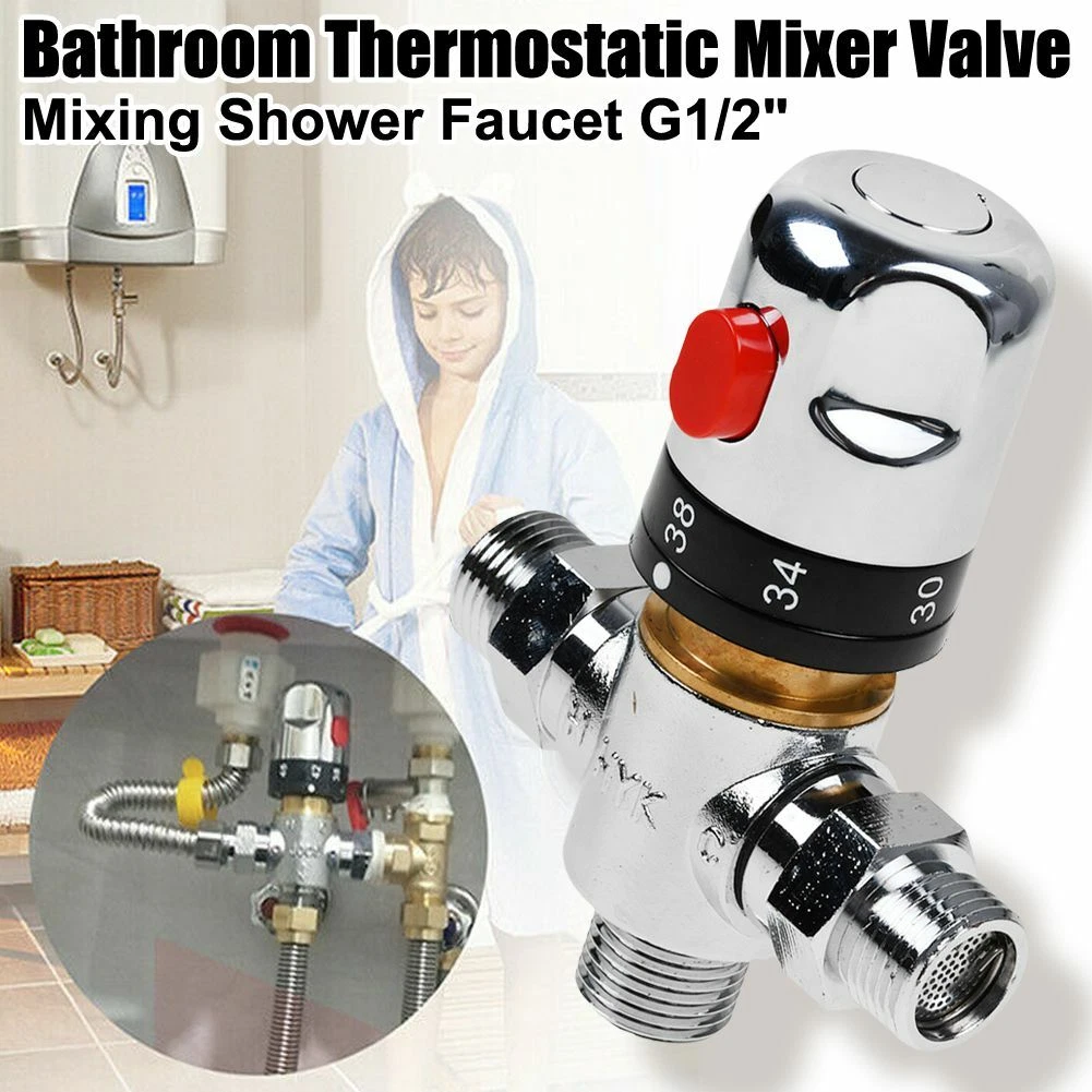 15MM Silver Hot/Cold Thermostatic Shower Mixing Blending Valve For Water  Heater | eBay