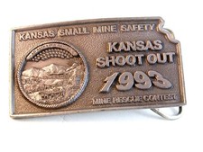 1993 Kansas Small Mine Safety Shoot Out Belt Buckle