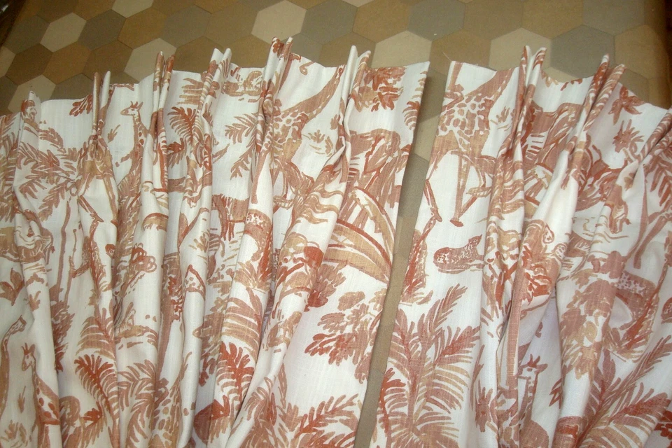 Новая одна пара ДРАПИРОВОК на заказ Meru африканские животные туалетная глина со складками 96 дюймов lg - Изображение 2 из 4