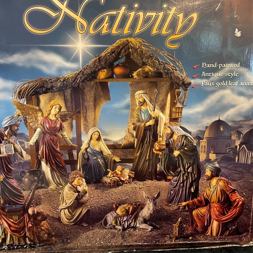 Kirkland # 989999 Large Nativity Set Antique Style Hand Painted Costco Complete - Picture 20 of 22