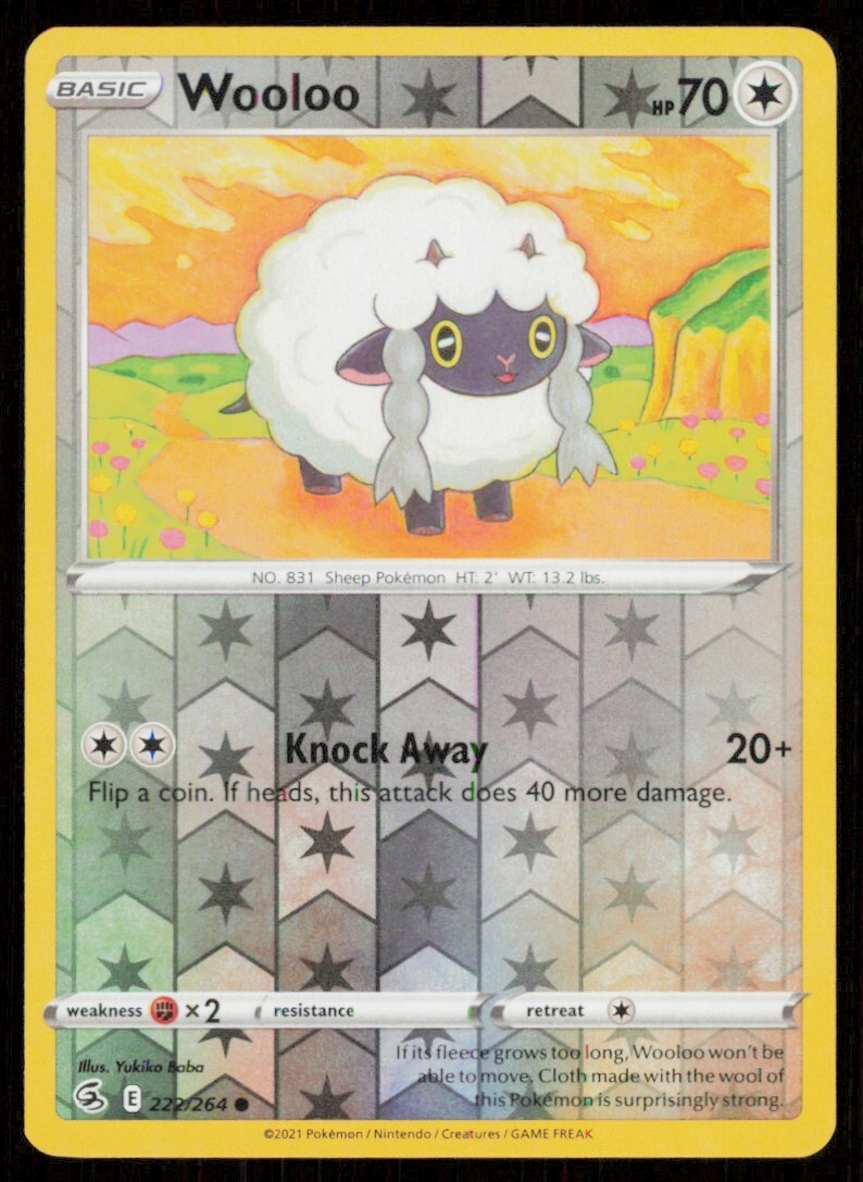 Wooloo 222/264 Reverse Holo 2021 Pokemon Fusion Strike LP eBay