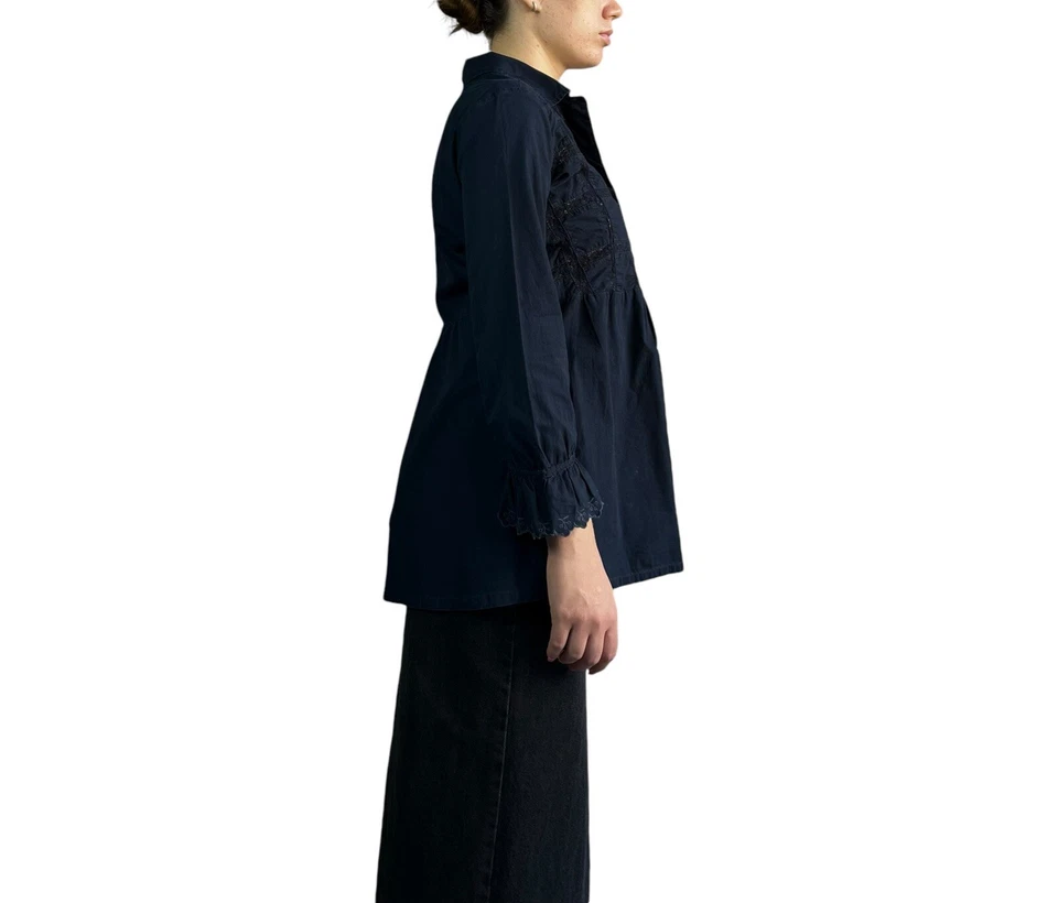 Camisa para mujer Odd Molly manga larga patrón rosa túnica de encaje azul talla 1 Foto 4 de 4