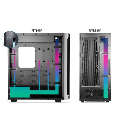 Segotep Phoenix T1 E-ATX Full-Tower PC Gaming Desktop Case Tempered Glass Panel - Picture 7 of 13