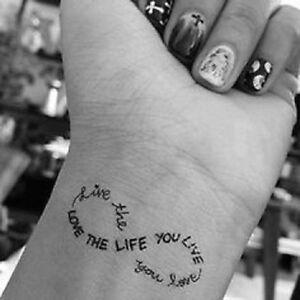 Temporary Tattoo Black Love The Life You Live Live The Life You Love Tt380 Ebay