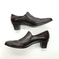 Munro Shoes Women 10 M Dark Brown Leather Block Heel Comfort Slip On Career