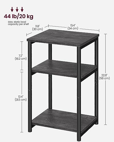 Beistelltisch, kleiner Beistelltisch, hoher Nachttisch für Misty Gray + Classic Black - Bild 3 von 6
