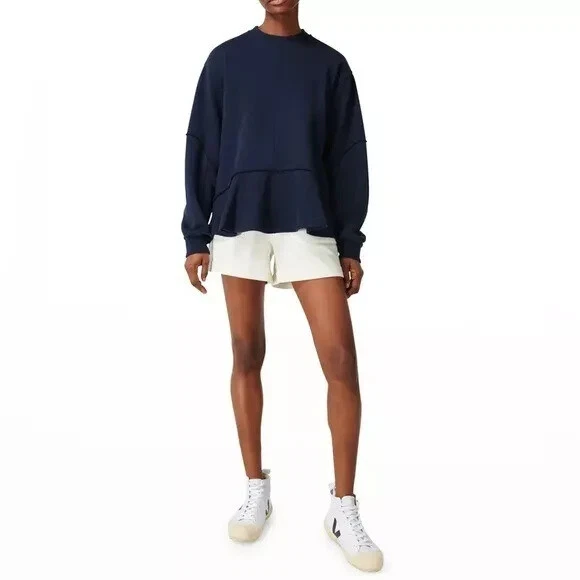 sweaty-betty revive peplum pull over cotton sweatshirt