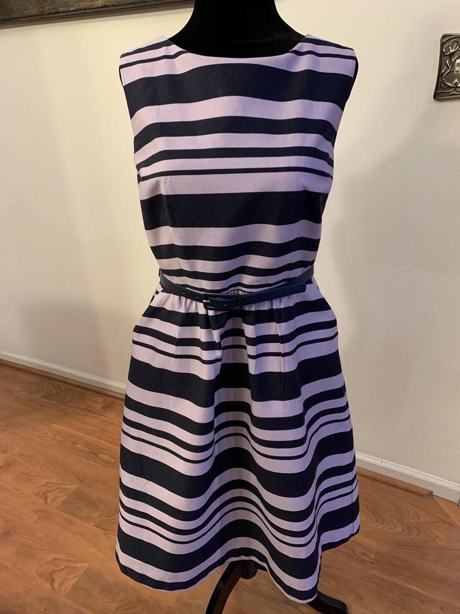 Robe Madison Femme Taille 8 - Navy à Carreaux, Ceinturée, Sans Manches, Doublée, Très Bon état