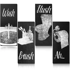 Chinco 4 Pcs Women Funny Wall Art Bathroom Decor Glam Bathroom Wall Decor Bla...