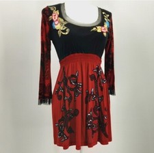 VINTAGE Krista Lee Dress Size S Whimsigoth Embroidery Bead Sequin Embellished