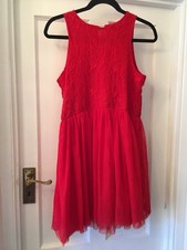 New Atmosphere Red Lace & Net Sleeveless Tunic Summer Party Dress,14