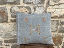 Copricuscino marocchino sciabola seta grigio sbiadito 50 cm quadrato