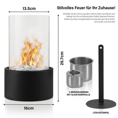 Tischkamin Edelstahl Bio Ethanol Feuerstelle Glas Gel Tischfeuer Tischfeuer Neu* - Bild 2 von 8