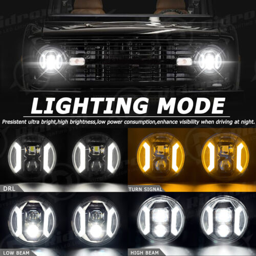 For Hummer H2 H3 H3T 06-10 7" LED Headlights 4" Fog Lights Combo Halo Angel Eyes - Picture 5 of 23