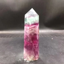 Natural Rainbow Fluorite Pillar Hexagonal Obelisk Healing Decoration 4.12"