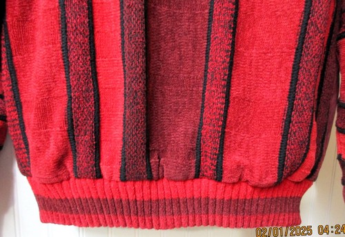 Giacca cardigan uomo vintage Sassonia grande pelle scamosciata velluto rosso nero 50" CE - Foto 24 di 24