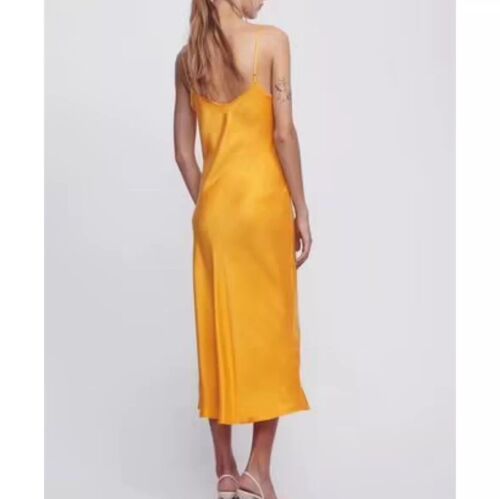 Silk Laundry Dress Size Large Slip Yellow Gold 90's Marigold 100% Silk - Picture 2 of 11