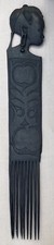 COMB ART. African Figural Art, Very Fine Wood Carving. Extra Long 23.5 inches