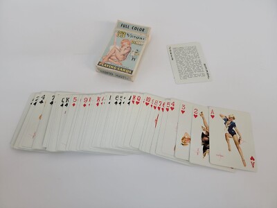 Vintage Set of 53 Vargas Girls Pin-Up Girl Playing Cards - Blue