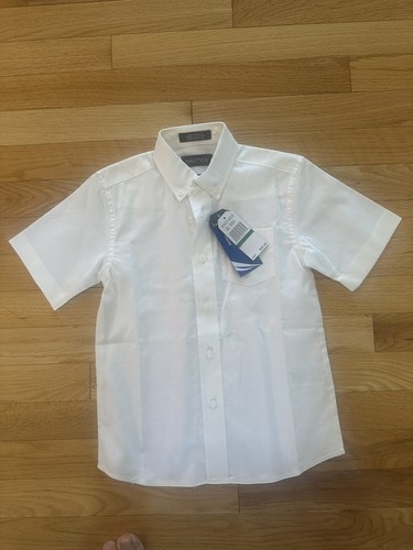 Nautica Boys School Uniform White Oxford Size L 6 New With Tags Button Down - Picture 2 of 8