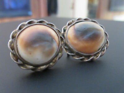 Antique Victorian Sterling 925 Operculum Shell Cat display picture 1