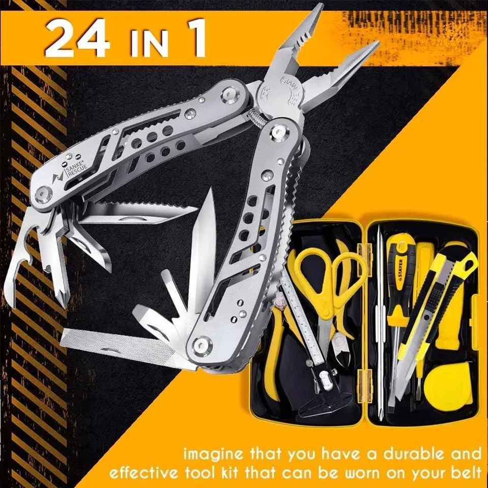 24-in-1 Professional Multitool Pliers Stainless Steel Pocket Tool with Sheath - Image 4 of 4