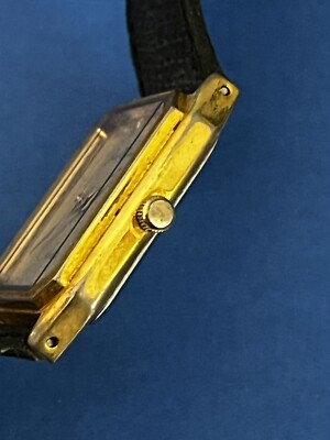 Vintage Jean Clouet Quartz Tank Watch Gold tone w black  display picture 3